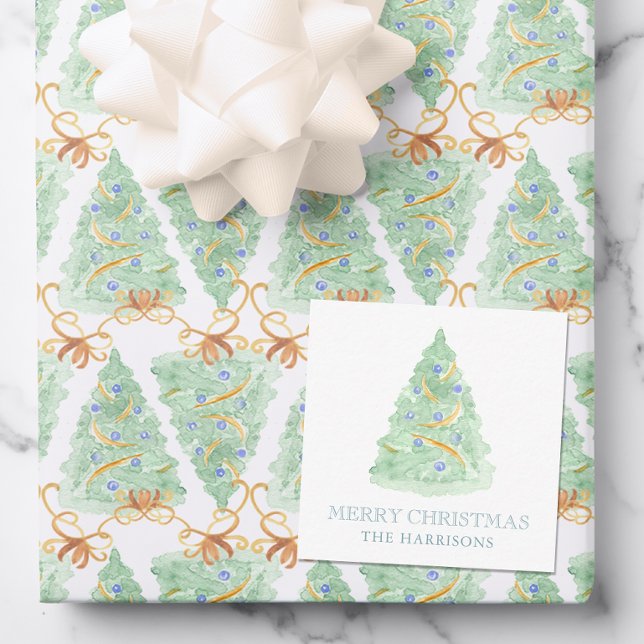 Carte De Correspondance Aquarelle Arbre de Noël Grandmillennien (Créateur téléchargé)