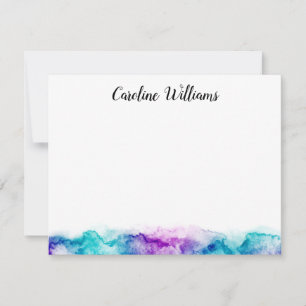 Carte De Correspondance Aquarelle bleu et violet Aqua nom personnalisé