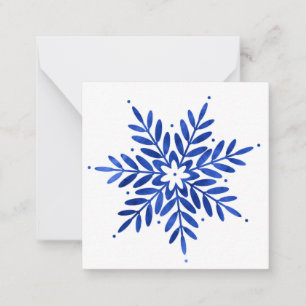 Carte De Correspondance Aquarelle Bleu Indigo Abstrait Flocon de Neige 