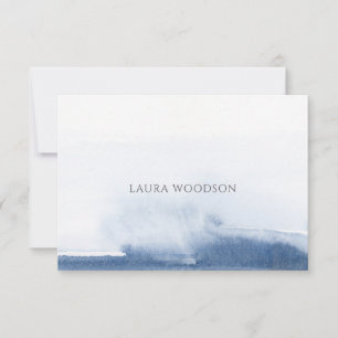 Carte De Correspondance Aquarelle bleue abstraite personnalisée