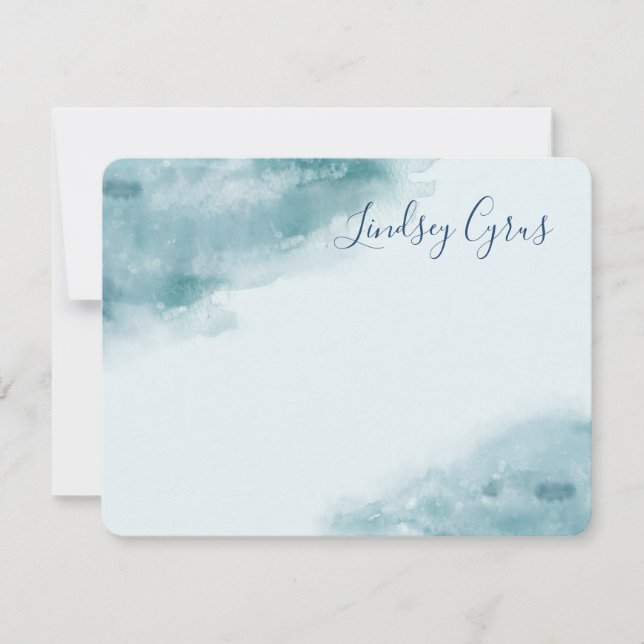 Carte De Correspondance Aquarelle bleue Icy Froid (Devant)