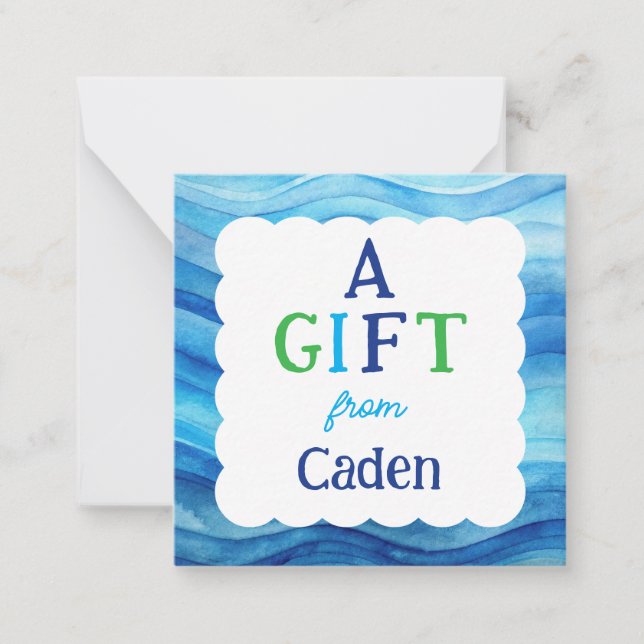 Carte De Correspondance Aquarelle bleue Un cadeau de l'encart des garçons (Devant)