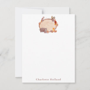 Carte De Correspondance Aquarelle Bois Animal Stationery Personnalisé