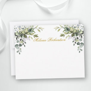 Carte De Correspondance Aquarelle Botanique Vert Or Personnalisé