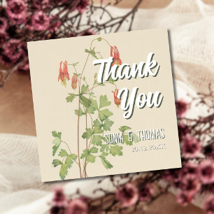 Carte De Correspondance Aquarelle botanique vintage Columbine Merci