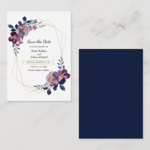 Carte De Correspondance Aquarelle botanique violet fleuri Enregistrer la d