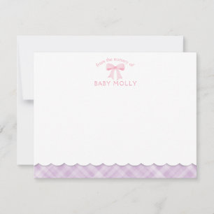 Carte De Correspondance Aquarelle Bow Preppy Pink Lavender Plaid Nouveau b