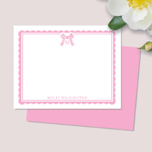Carte De Correspondance Aquarelle Bubblegum Rose Monogramme Prépa