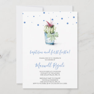 Carte De Correspondance Aquarelle Cactus Baptême et premier anniversaire