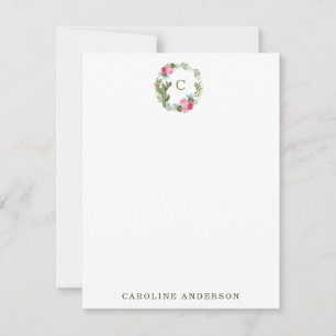 Carte De Correspondance Aquarelle Cactus Rose Floral Wreath Personnalisé