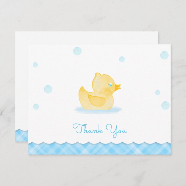 Carte De Correspondance Aquarelle Caoutchouc Merci Baby shower Ducky (Devant / Derrière)