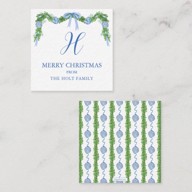 Carte De Correspondance Aquarelle Chinoiserie Garland (Devant / Derrière)