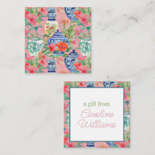 Carte De Correspondance Aquarelle Chinoiserie Ginger Jars & Fleurs Cadeau