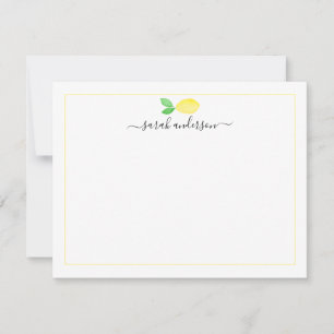 Carte De Correspondance Aquarelle Citron jaune Bordure personnalisée