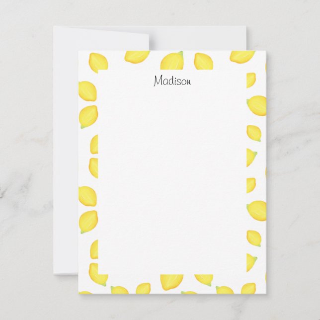 Carte De Correspondance Aquarelle Citron Motif 2 (Devant)