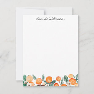 Carte De Correspondance Aquarelle Citrus Orange Fruit Personnalisé