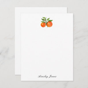 Carte De Correspondance Aquarelle Citrus Orange personnalisée