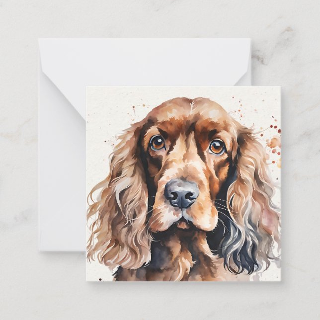 Carte De Correspondance Aquarelle Cocker Spaniel (Devant)