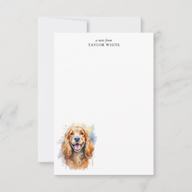 Carte De Correspondance Aquarelle Cocker Spaniel Merci personnalisé (Devant)