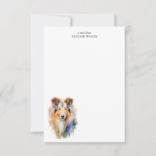 Carte De Correspondance Aquarelle Collie arrondie Merci personnalisé (Devant)