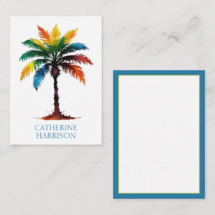 Carte De Correspondance Aquarelle colorée Palm Tree personnalisé