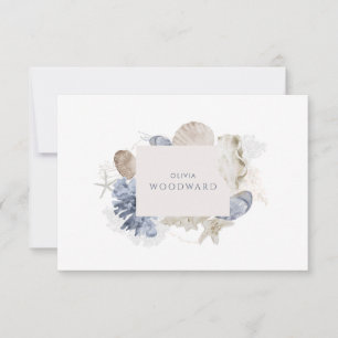 Carte De Correspondance Aquarelle côtière personnalisée Coquillages de cor