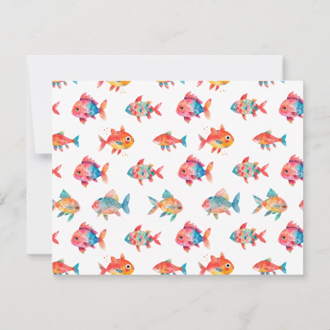 Carte De Correspondance Aquarelle Cute Fish Personnaliser la papeterie (Dos)