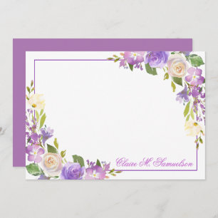 Carte De Correspondance Aquarelle de lavande violette personnalisée Floral