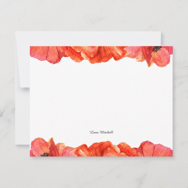 Carte De Correspondance Aquarelle de pavot rouge (Devant)