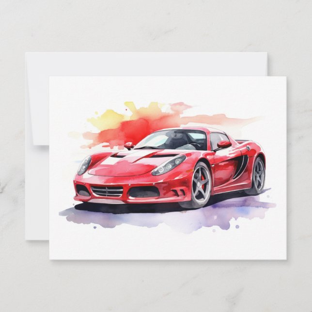 Carte De Correspondance Aquarelle de voiture (Devant)
