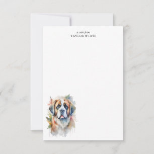 Carte De Correspondance Aquarelle douce Saint Bernard Merci chien