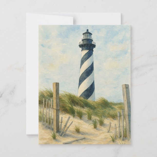 Carte De Correspondance Aquarelle du phare de Cape Hatteras (Devant)