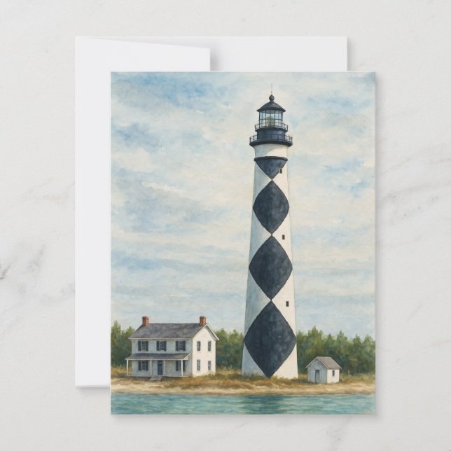 Carte De Correspondance Aquarelle du phare de Cape Lookout (Devant)
