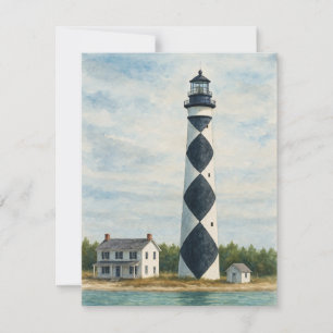 Carte De Correspondance Aquarelle du phare de Cape Lookout
