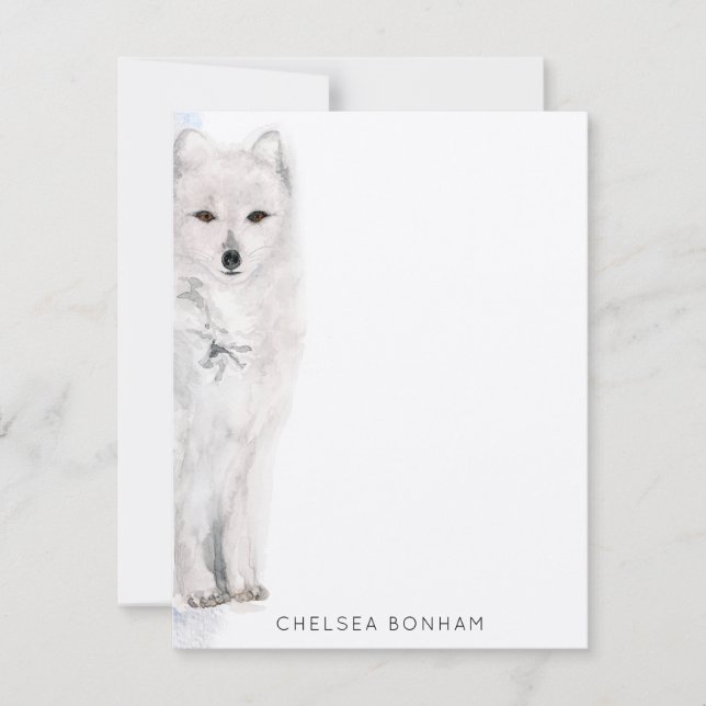 Carte De Correspondance Aquarelle du renard arctique (Devant)