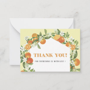 Carte De Correspondance Aquarelle Elegant Orange Citrus baby shower merci