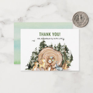 Carte De Correspondance Aquarelle Élégante Bois Animaux Merci