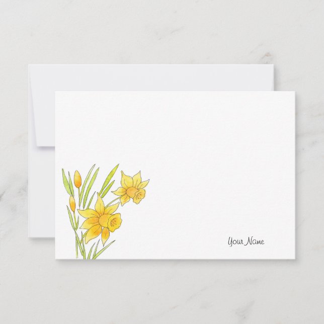 Carte De Correspondance Aquarelle et daffodiques de stylo (Devant)