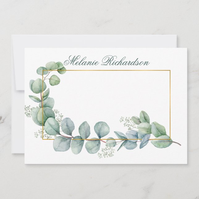 Carte De Correspondance Aquarelle Eucalyptus Feuille Vert Vert Vert Vert O (Devant)
