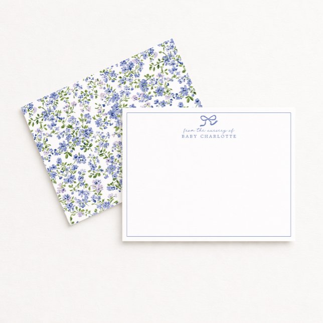 Carte de correspondance aquarelle Fleur Bleue pour (Créateur téléchargé)