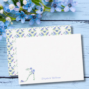Carte De Correspondance Aquarelle fleur Talon haut Avec Papillons