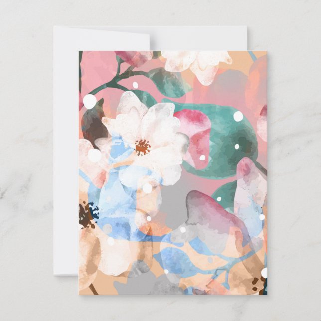 Carte De Correspondance Aquarelle Fleurs Abstraites 1 (Devant)