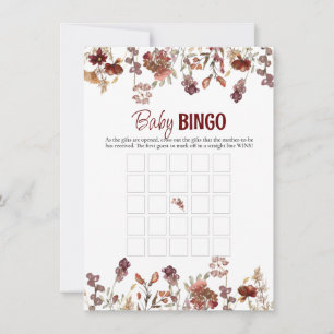 Carte De Correspondance Aquarelle Fleurs sauvages Baby Bingo Game Card
