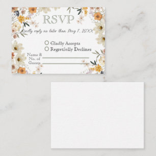 Carte De Correspondance Aquarelle Fleurs sauvages romantiques RSVP