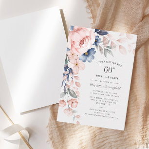 Carte De Correspondance Aquarelle Floral 60e anniversaire de fête Invitati