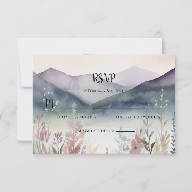 Carte De Correspondance Aquarelle Floral Spring Mounts RSVP (Devant)