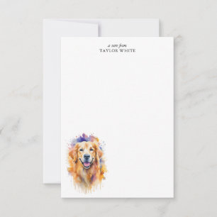 Carte De Correspondance Aquarelle Golden Retriever Merci personnalisé