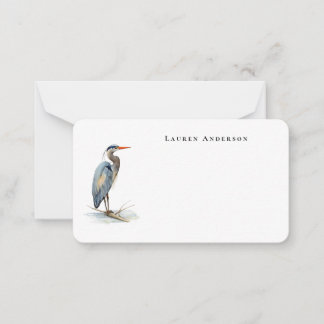 Carte De Correspondance Aquarelle Grand Héron oiseau Petit