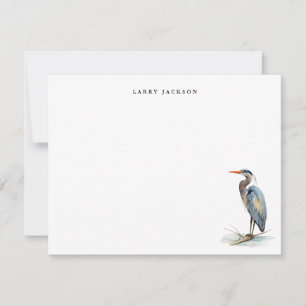 Carte De Correspondance Aquarelle Great Blue Heron Bird Appartement person