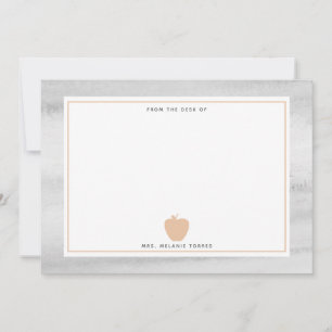 Carte De Correspondance Aquarelle gris Pêcher Pomme enseignant